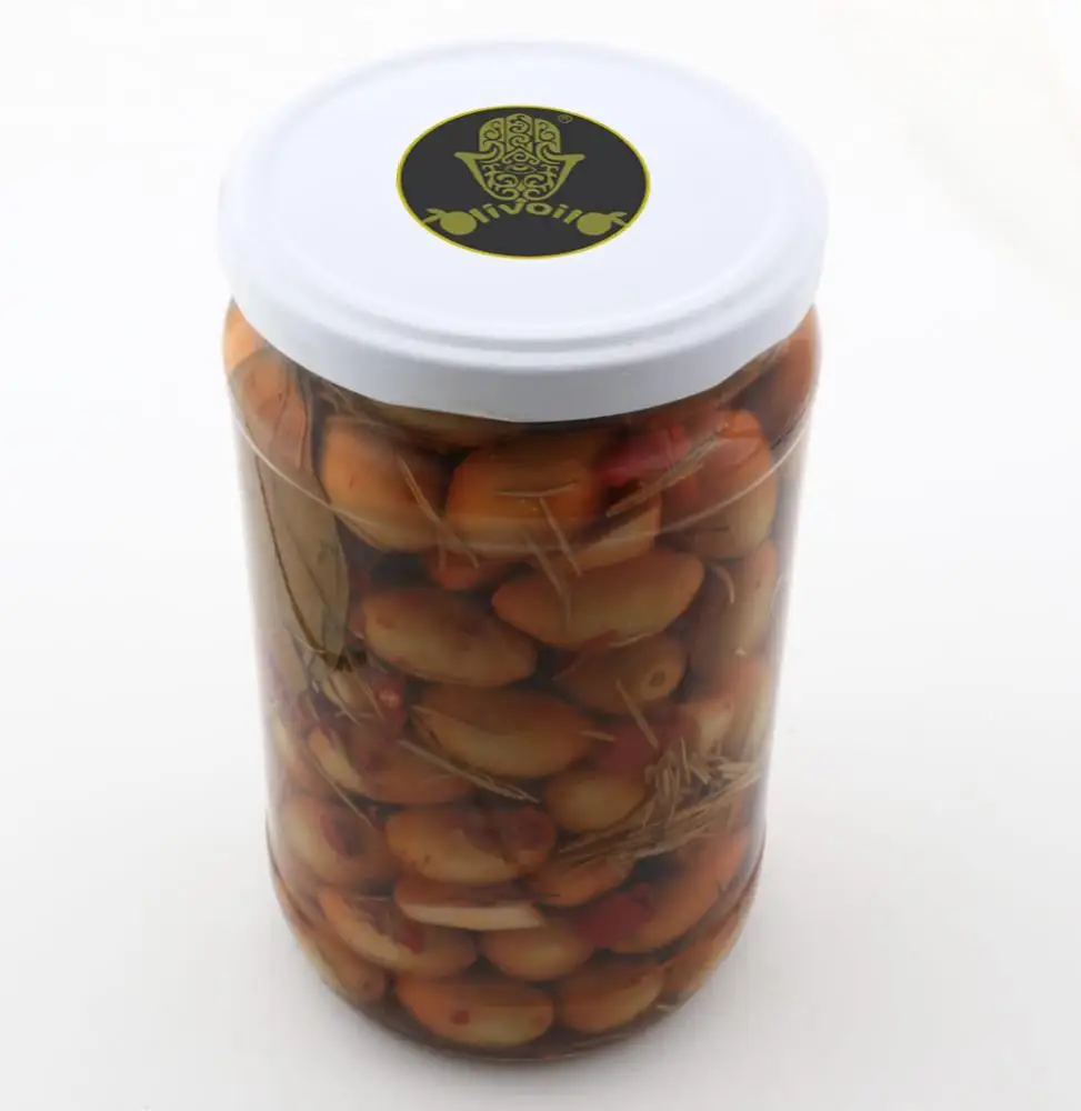 
Pitted Green Olives with Oriental Sauce in 370 ml cylindrical Glass Jar. 