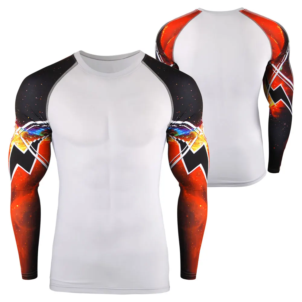 Compression Gym Shirts Long Sleeve Custom Bjj Rashguard Mma Sublimated Mens Rash Guard