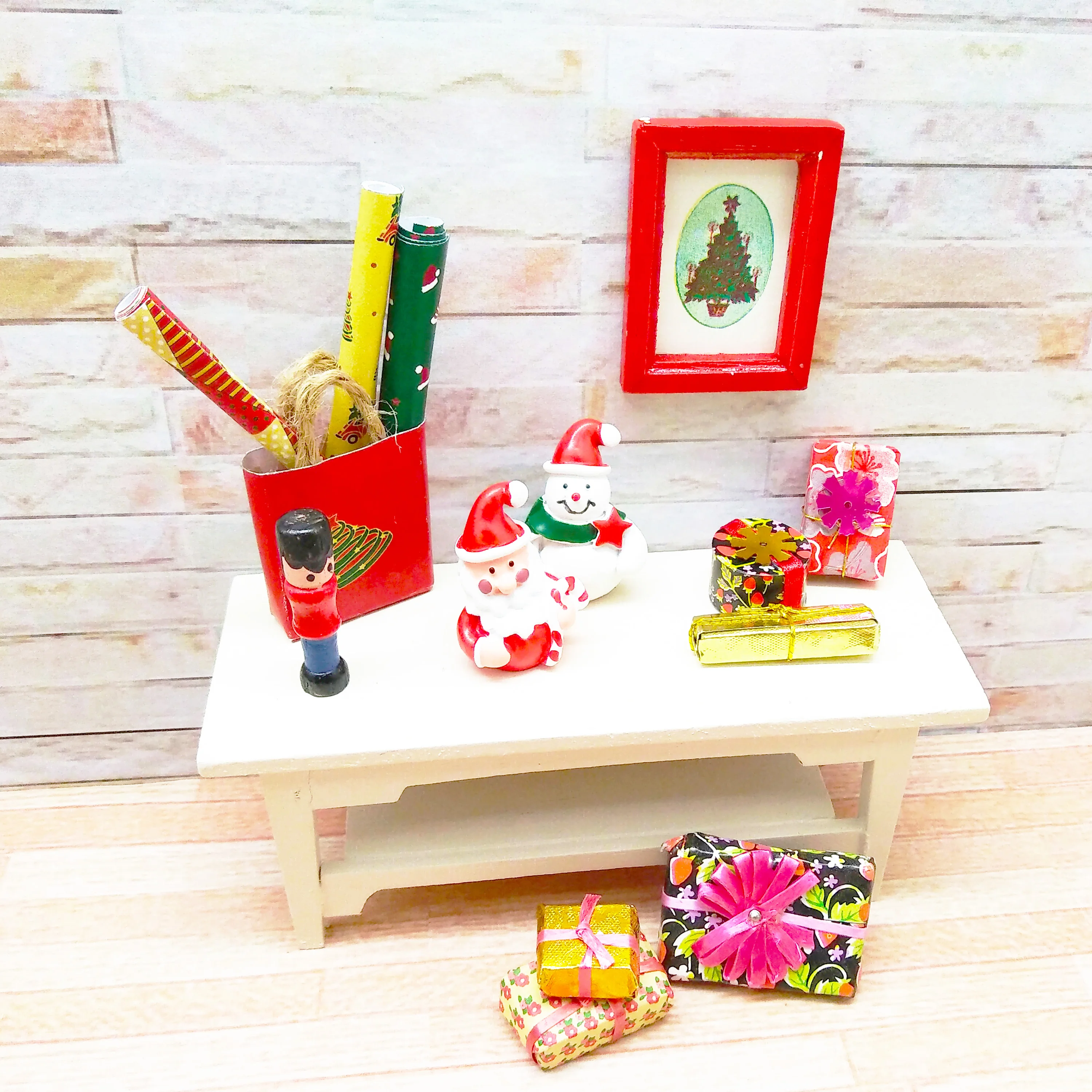 2022 Miniature 1:12 Dollhouse Set Christmas Decorations DIY Wood Plastic Resin PC Bamboo Furniture Mini Toy Style