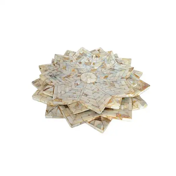 Mother OF Pearl Tea Coaster Plates Handmade Breakfast Serving Customized Arabic Tea Coasters For Australia Indian Supplier