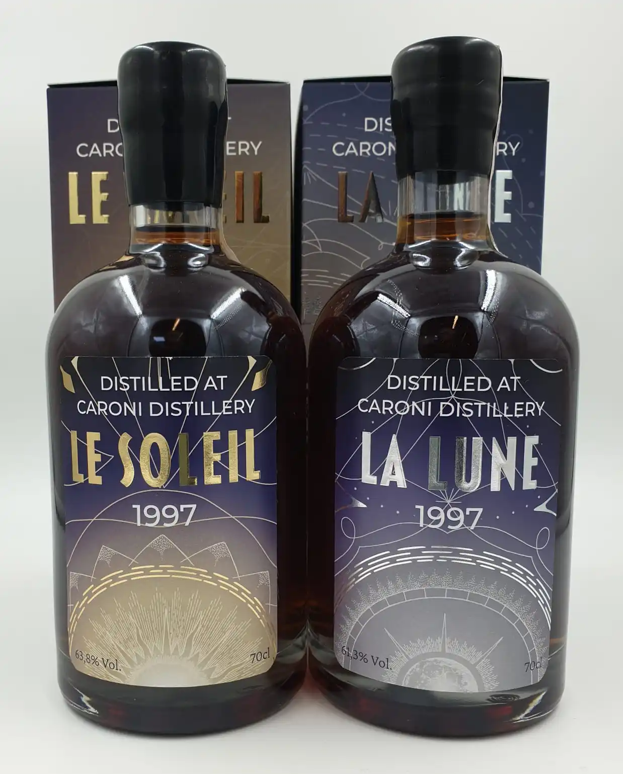 Cosmic Series Caroni - La Lune & Le Soleil - Two Single Cask Rum - Distilled at Caroni Distillery - Trinidad Rum - 2x 700ml