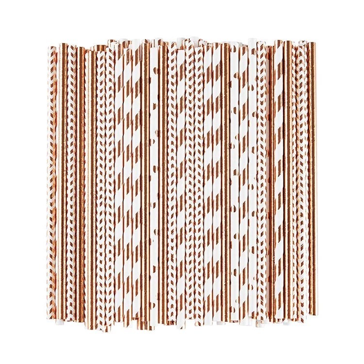 Nicro оптовая продажа Экологически чистая металлическая Золотая биоразлагаемая одноразовая бумажная Солома для напитков