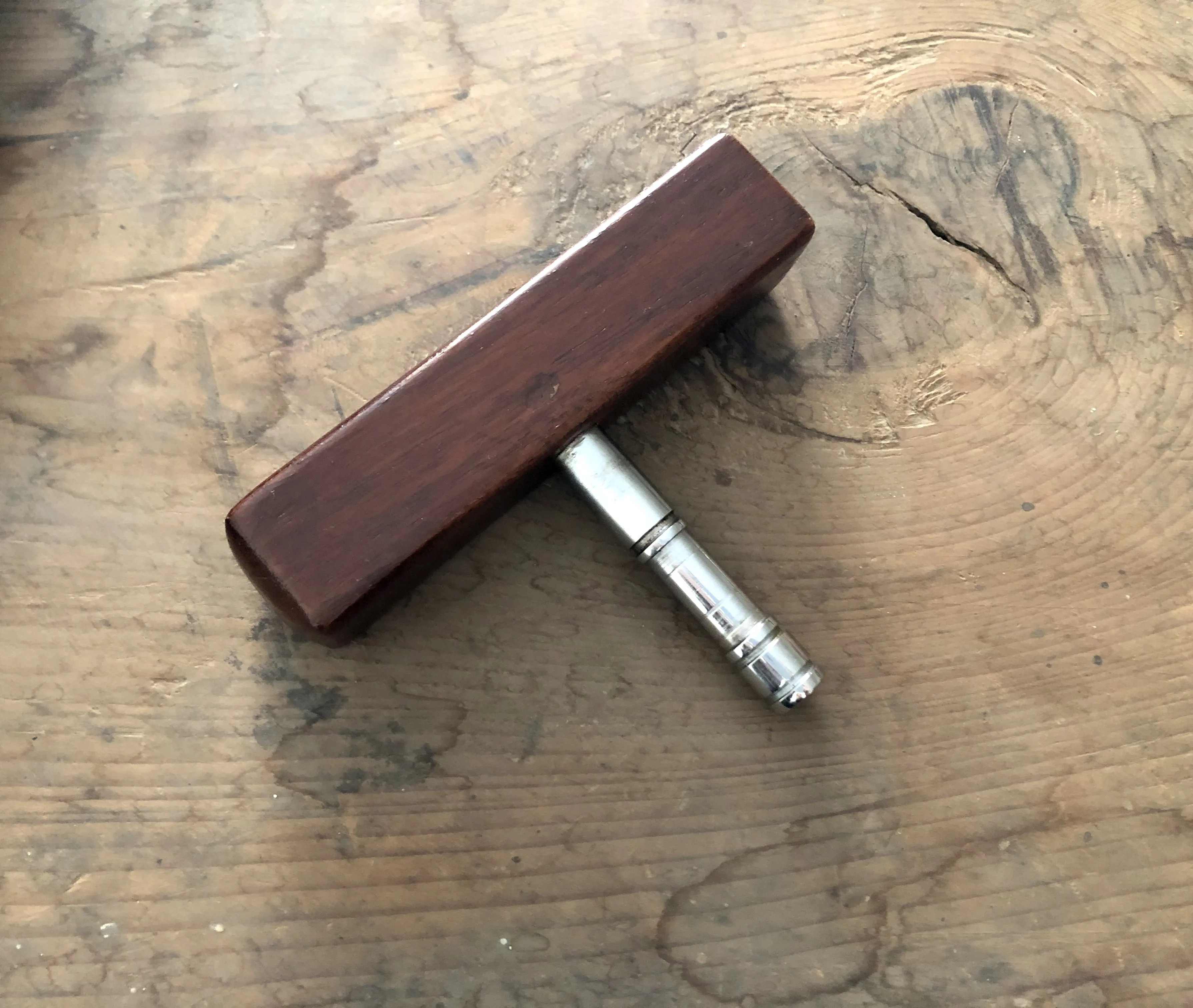 Rose Tuning Key for Irish Celtic Harp | Rosewood handle and Steel Driver | Gevon