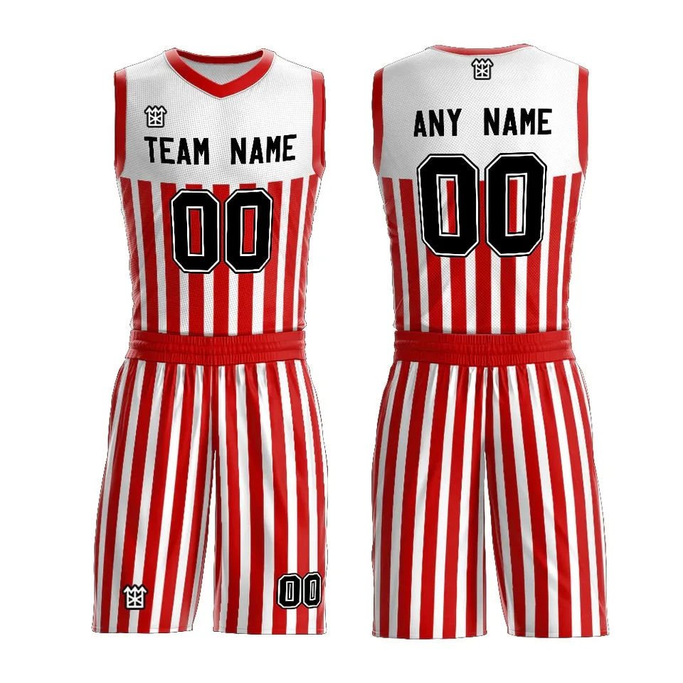 
Custom Team Sublimation Striped Basketball Uniform Design Youth Training Jersey Wear For Local Basketball Team 