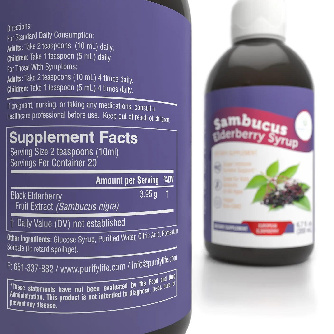 Elderberry Syrup Made With Organic Elderberries 200ml Amber Bottle For Private Label Wholesale Bulk Juice Supplement