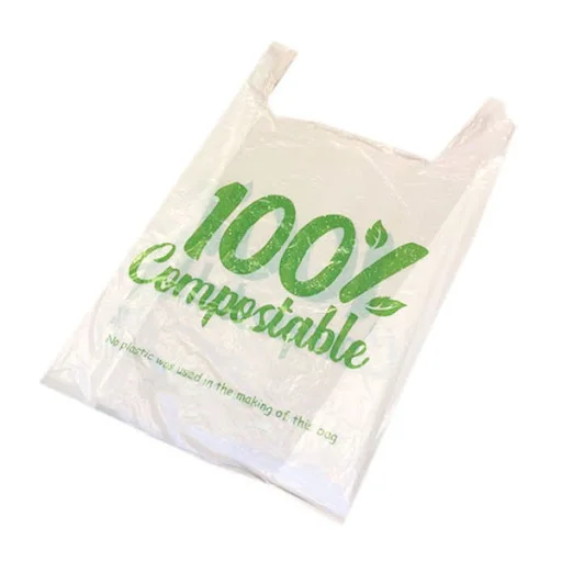 100% Compostable Bags T-Shirt Wholesale Hot Eco-Friendly Cornstarch Household, Compostable Food Scrap Waste Bag Hanoi Plastic