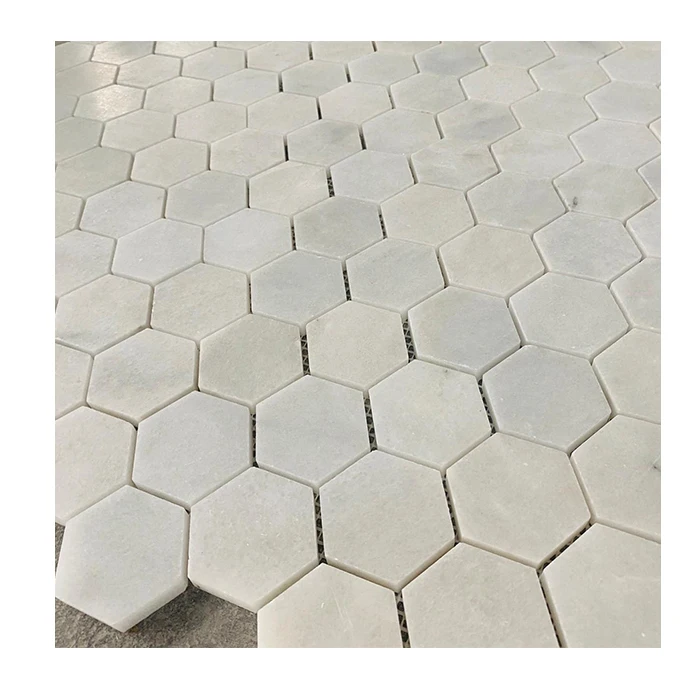 Kitchen Bathroom Wall White Calacatta Marble Look Ceramic Honeycomb Mosaic Backsplash Floor Tile Hexagon Turkey Supplier