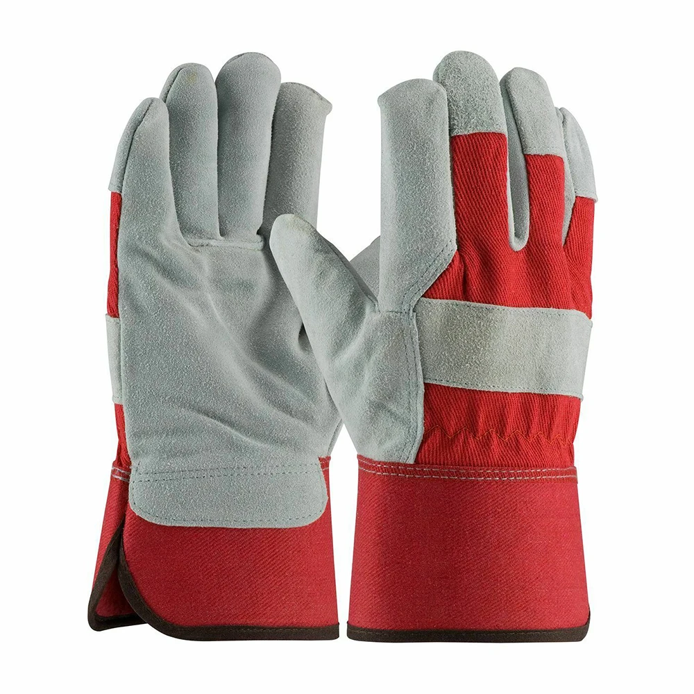 Labor Working Gloves Safety Cuff Palm Reinforced Cowhide Leather Construction Gloves With Customize Logo