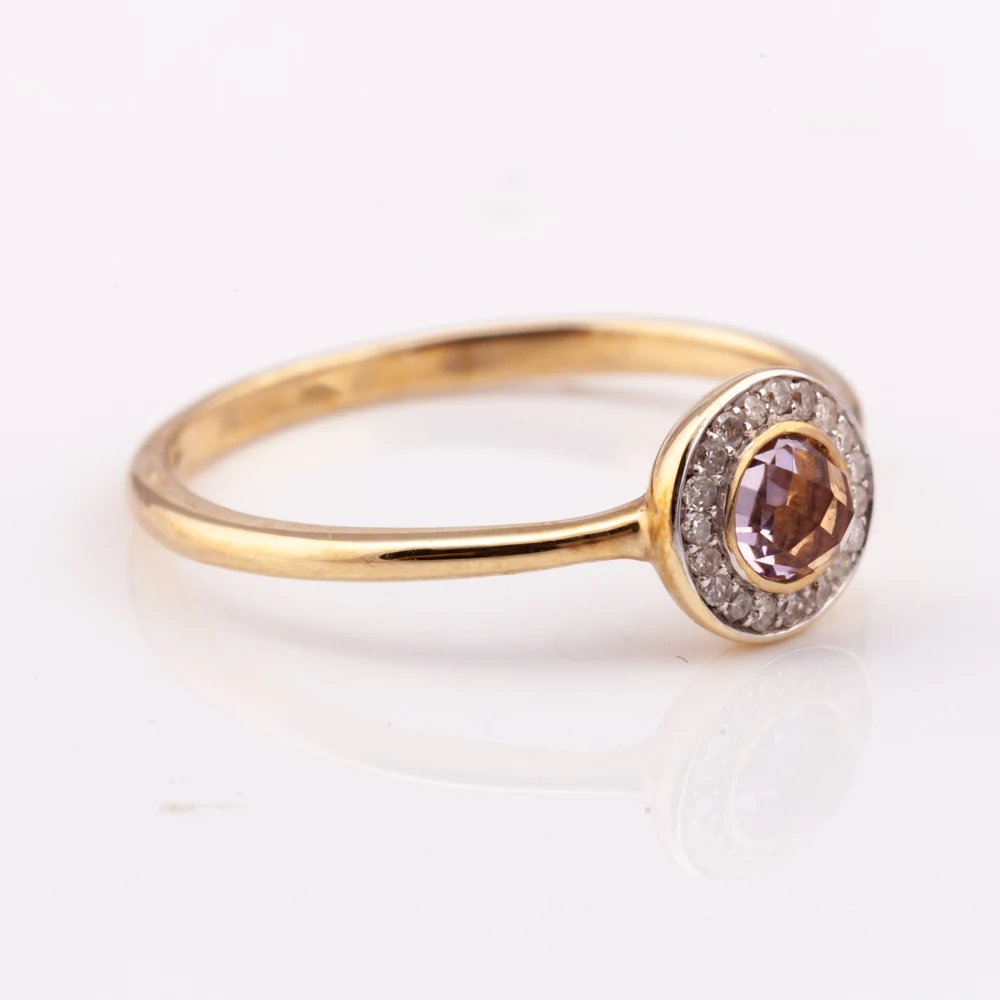 Natural amethyst with diamond 14K gold plated silver  925 with 14K gold plated factory price  from Thailand Manufacturer