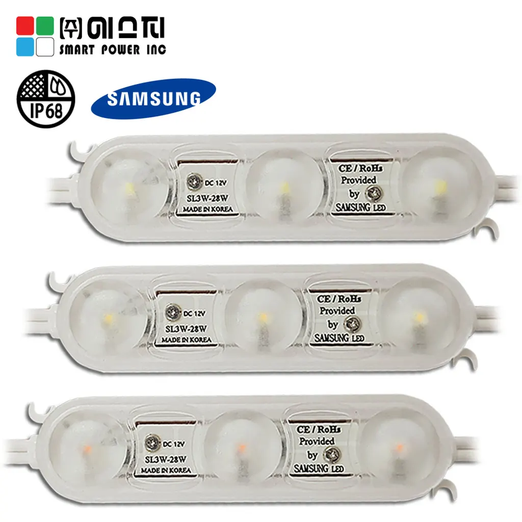 
 Корея, Samsung, светодиодные модули для литья под давлением 2835 SMD, 3 светодиода, водонепроницаемые IP68, 12 В постоянного тока, 1,2 Вт, светодиодный модуль для вывесок  