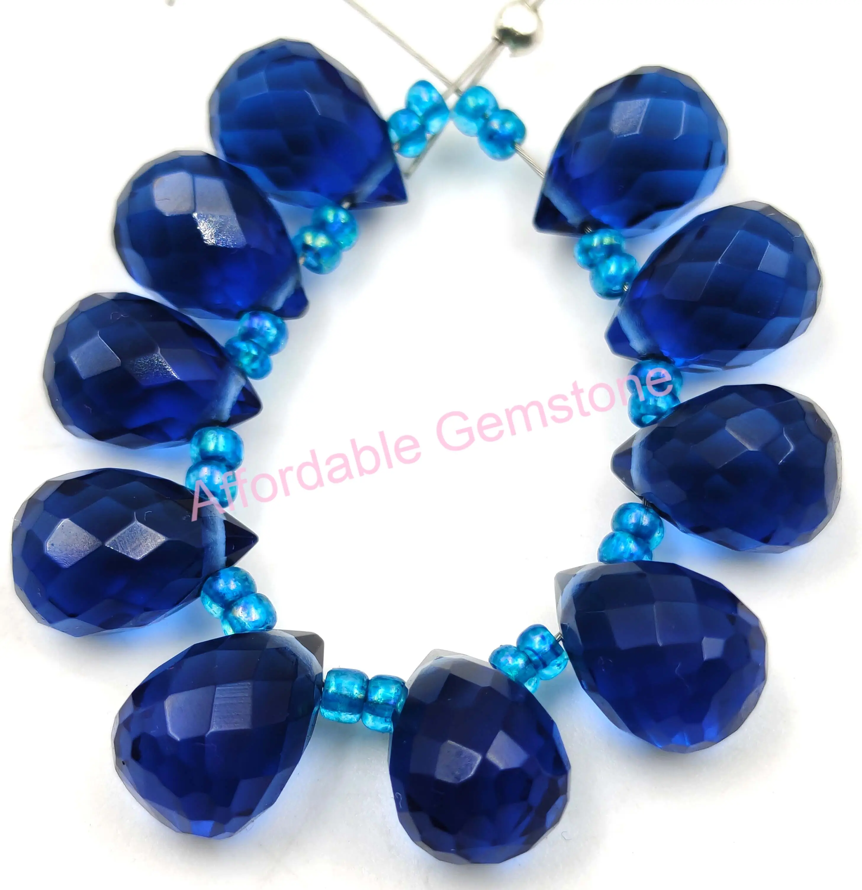 Лондонский синий кварц в форме капли драгоценный камень граненые драгоценные камни сверху сверленный изготовление ювелирных изделий полированные