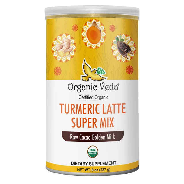 Сертифицированное органическое превосходное качество куркума латте супер микс сырой какао Золотое