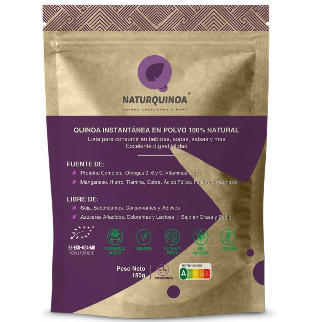 Мгновенный порошок Naturquinoa. Отличное усвоение, 86% усвоение питательных веществ и протеинов.