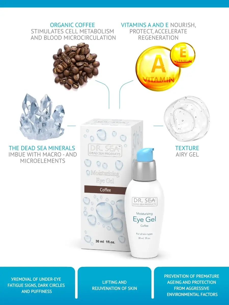Dr Sea Moisturizing Eye Gel - Coffee Skin Care Product Adults Moisturizer Certified Regular Size 30 Ml 480 for Women,female