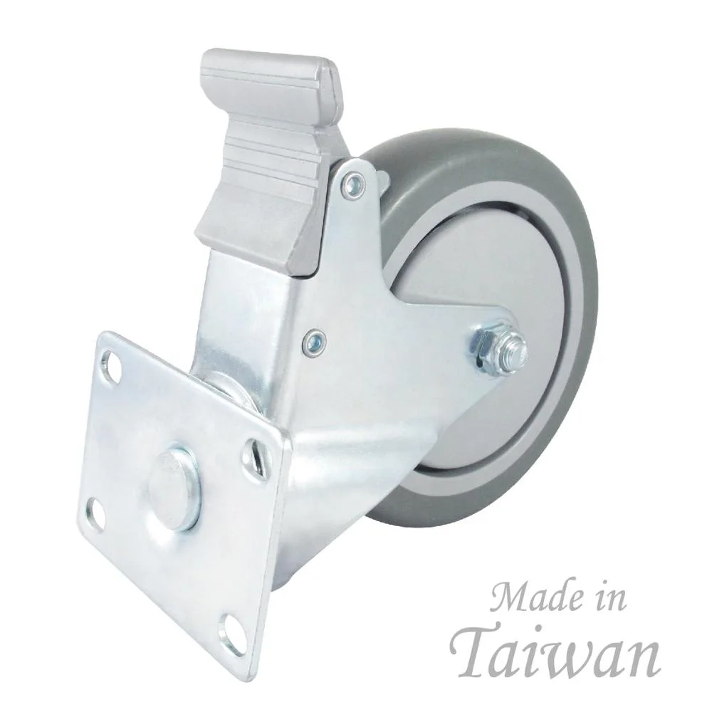 CCE Caster  5 Inch Rubber Swivel Plate Caster Wheels With Brakes