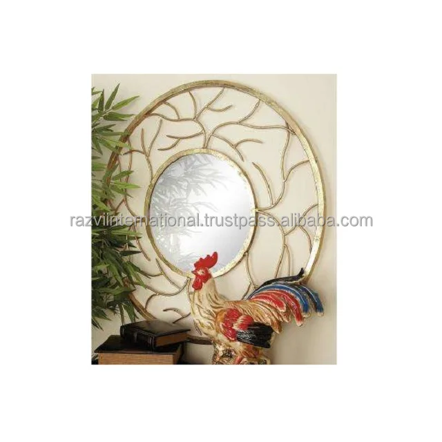 Gold living room luxury metal wall mirror for home decor