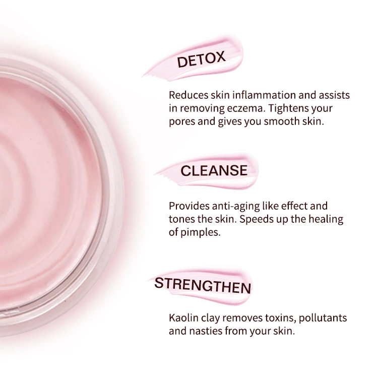 
Facial Private Label Organic Moisturizing Natural Kaolin Mud Pink Clay Mask 