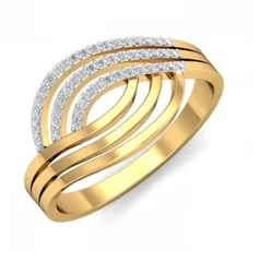 Sheetal Impex 0.18 Ctw SI Clarity FG Color Round Shape Real Natural Diamonds Studded 18 Kt Yellow Gold Mens Ring