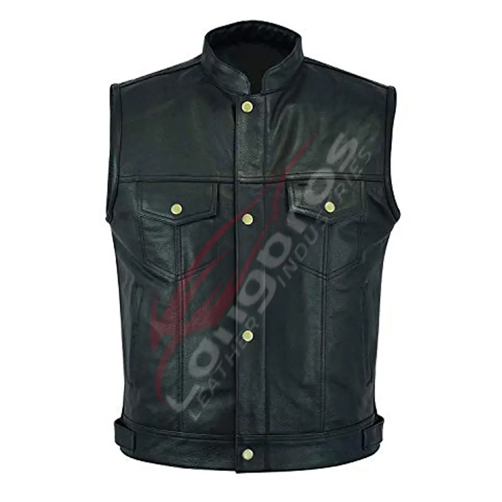 Custom Size Men Motorbike Leather Vest reasonable Price Men Motorbike Leather Vest