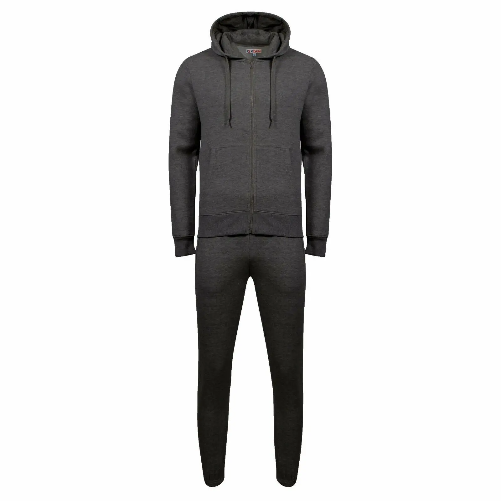 MENS TRACKSUIT SET FLEECE HOODIE TOP & BOTTOMS JOGGERS GYM PLAIN ZIP POCKETS NEW