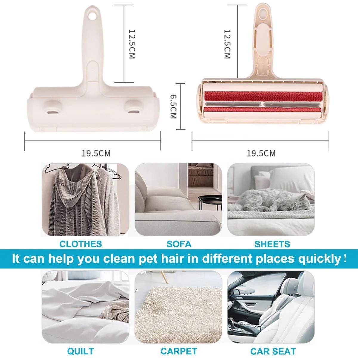 Custom Logo reusable dog pet roller brush hair lint