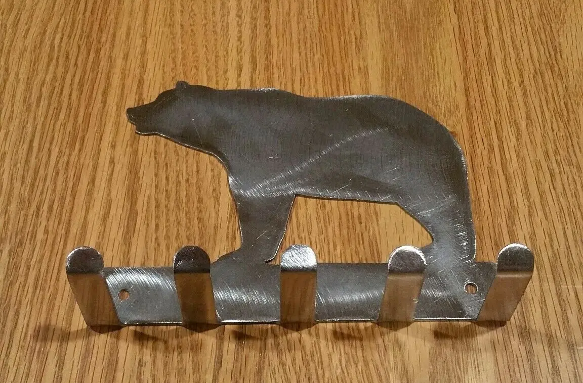 Bear and Bird Shape Metal Key Holder Hooks Home Wall Hanger Decor for Front Door Kitchen Garage Ready to Hang With 5 Hooks