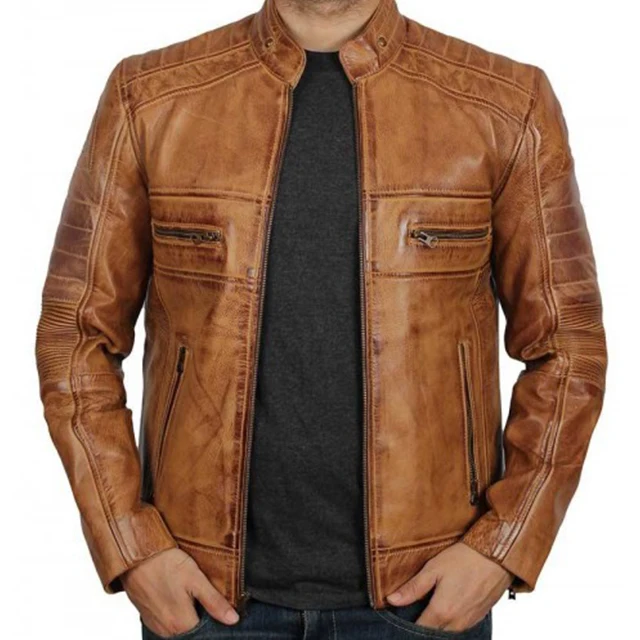 High Quality Men Leather Coat Wholesale Motorbike Biker Jacket Customized Design and logo Premium packaging