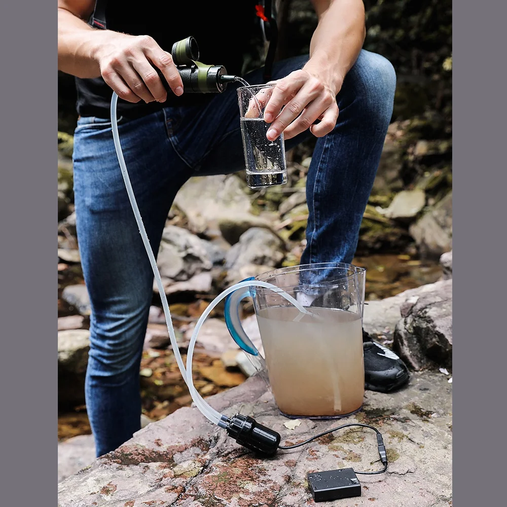 
mountain hiking army portable water filter for camping 