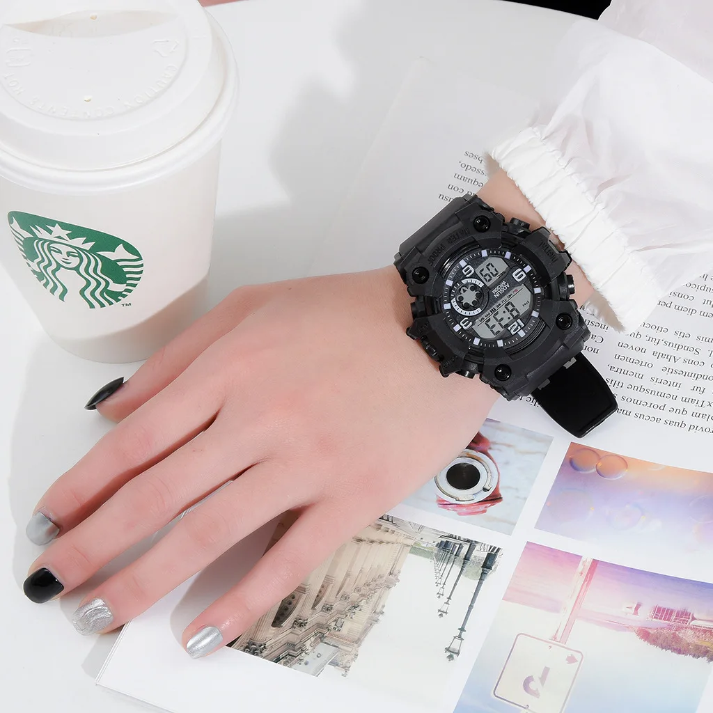 hot sale black silicone strap luxury  sports couple Alarm Calendar digital watches