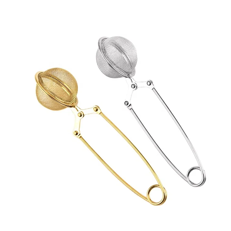 Для домашнего использования серебристого золотистого цвета чайник бальное платье с сеткой; Форма травы Специи сетчатый фильтр sus304 нержавеющая сталь ситечко для заварки чая ложки длинной
