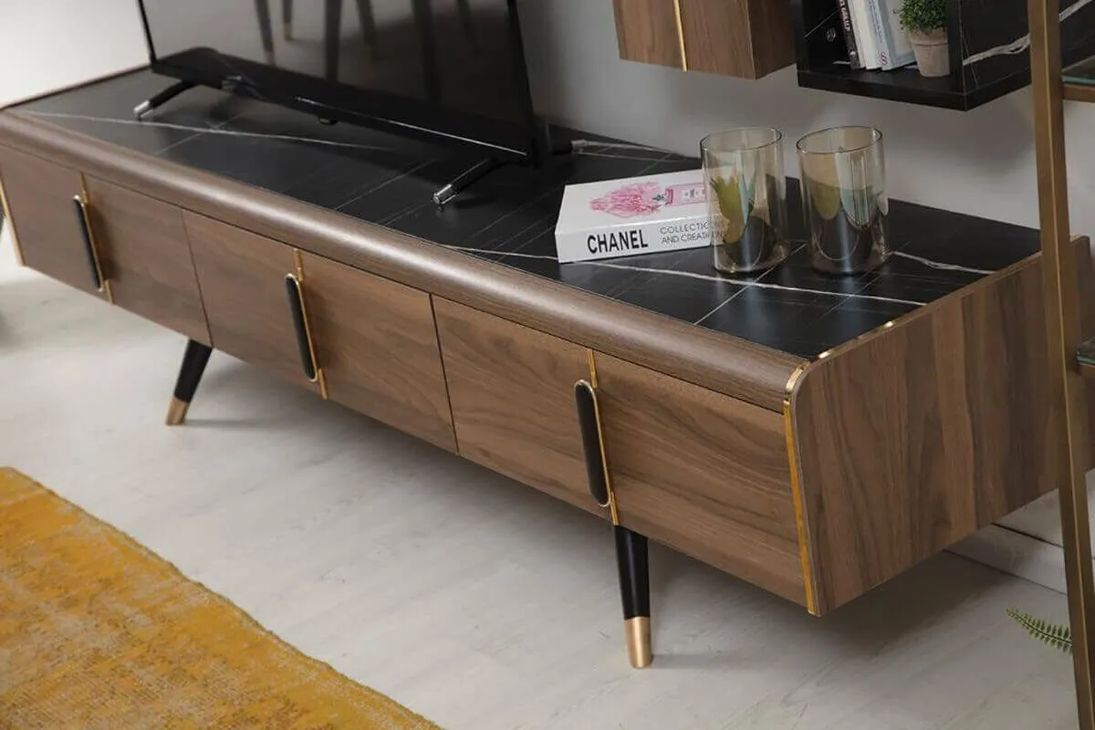 Entertaintment center modern furniture Wood cream LCD Plasma Unit living room discount (ider Megan Tv Unit)