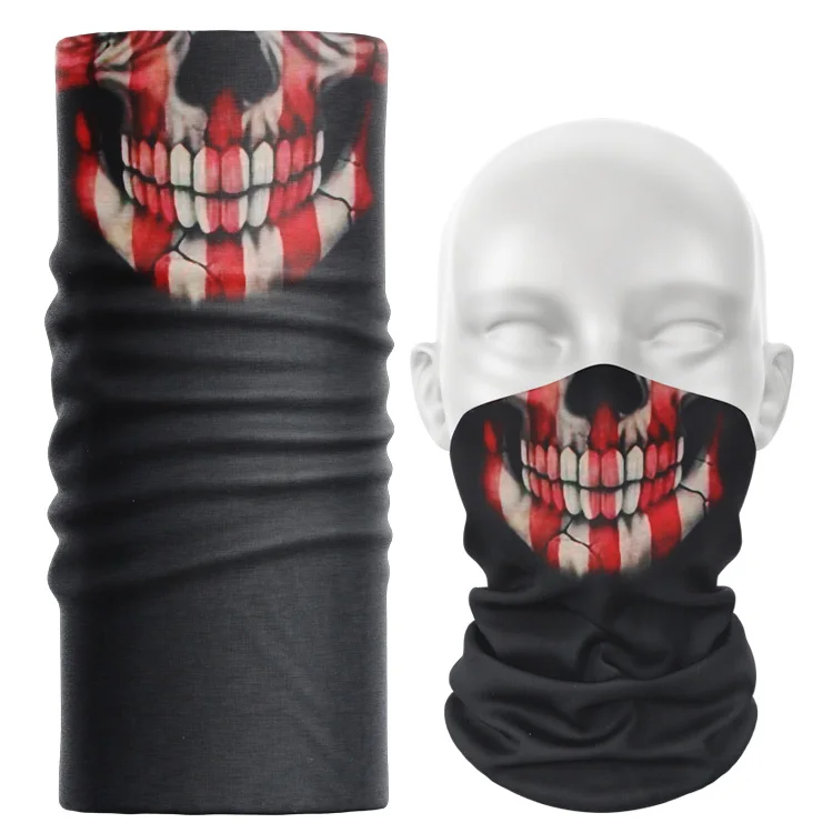 Skull Face Bandanas Headwear Magic Scarf Headband Multifunctional Elastic Neck Gaiter For Running Motorcycle Sports