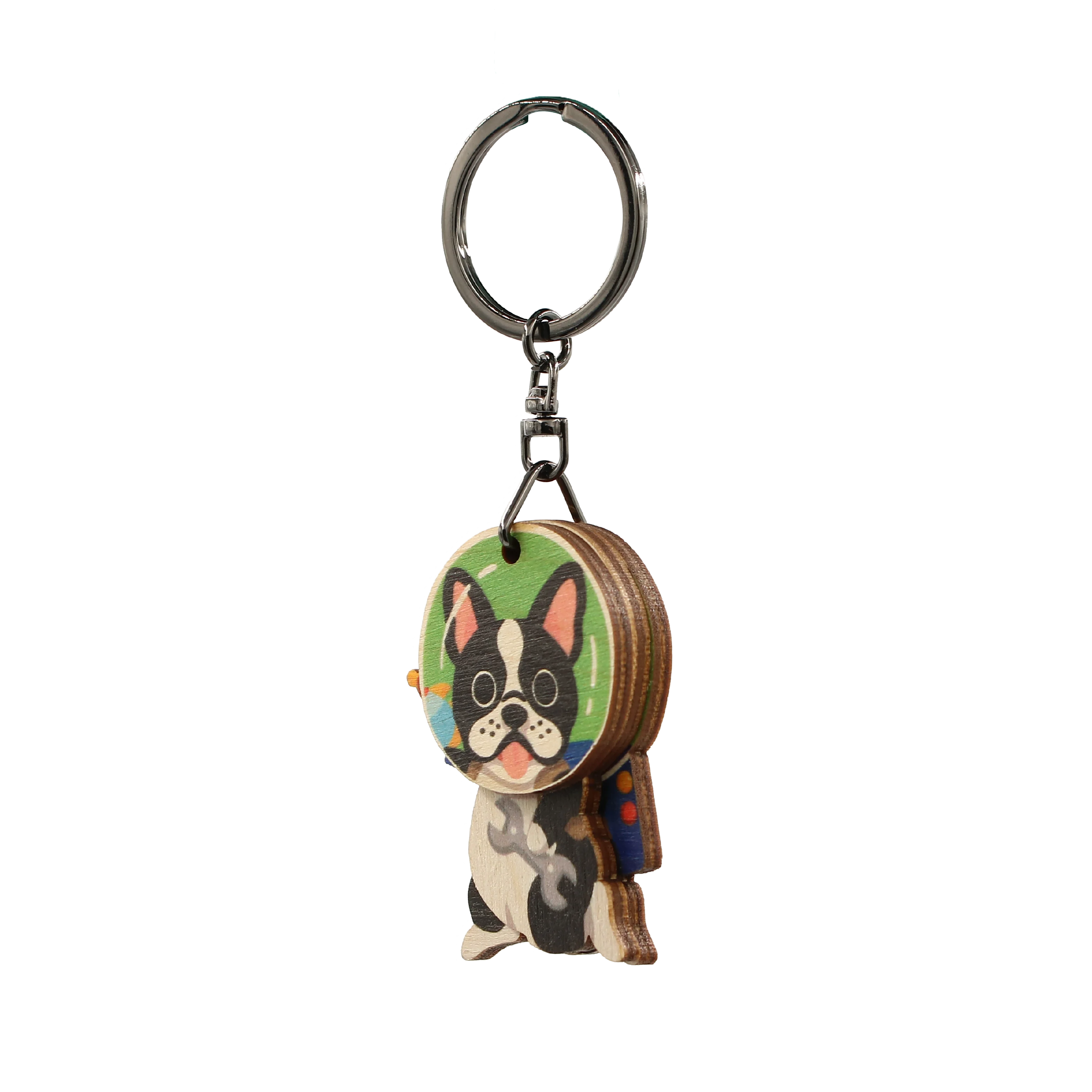 Ready to Ship 3D French Bulldog Wooden Keychain Dog Souvenirs