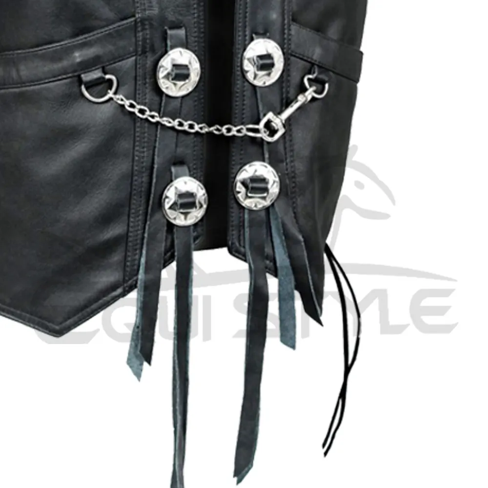 Motorcycle Vest Customized Design Real Cowhide Leather Vest Super Fitted XL Size Personalize Wholesale Multi pocket Moto Vest