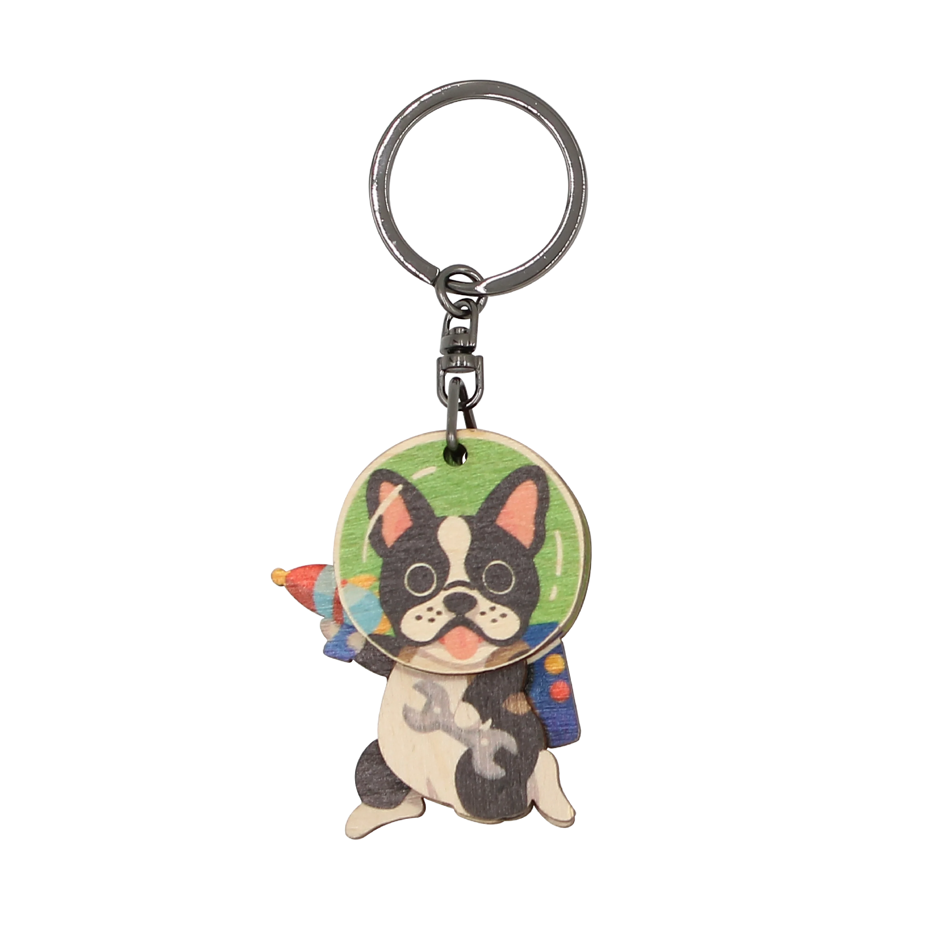 Ready to Ship 3D French Bulldog Wooden Keychain Dog Souvenirs