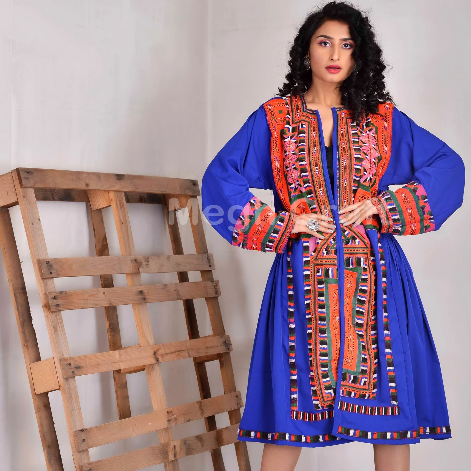 Этническое вышитое вручную женское платье Kuchi-платье Kuchi с цветочным принтом-одежда для племенных танцев