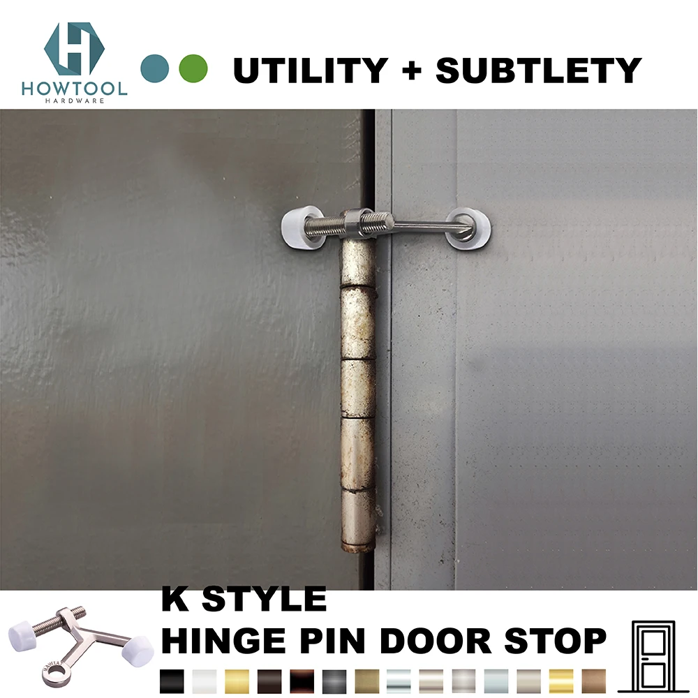 HOWTOOL B300 дверная пробка из матового никеля сверхпрочный шарнирный штифт дверной ограничитель с белыми резиновыми наконечниками