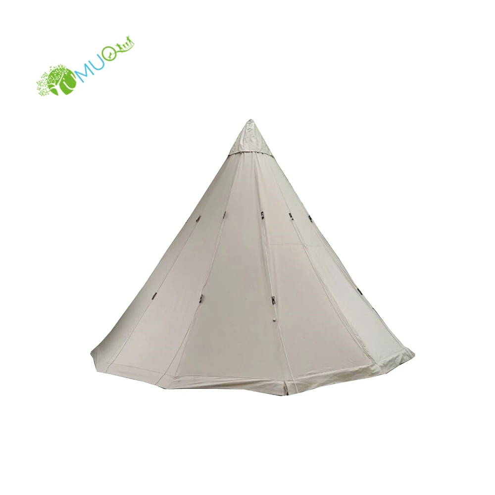 YumuQ 4M Outdoor Camping Indian Canvas Teepee Tent, Glamping Pyramid Tipe Pagoda Teepee Tent for Adult, Family Party, Resort