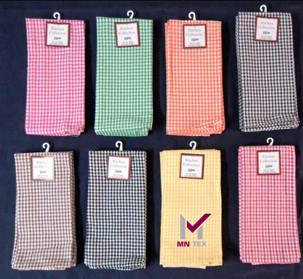 Dish Towel 100% Cotton Indian Towel Gingham Deign Indian Cotton Towel Cheap Cost Whole Sale Price Customized Designs Embroidered