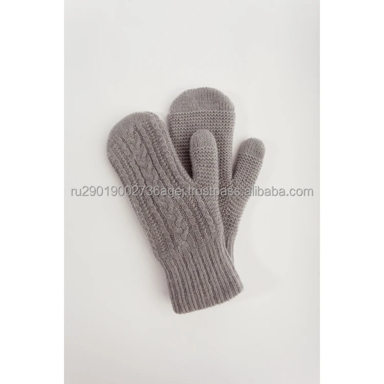 Top quality knit mittens for ladies for autumn/winter made of top grade goat down wholesale prices woolen mittens