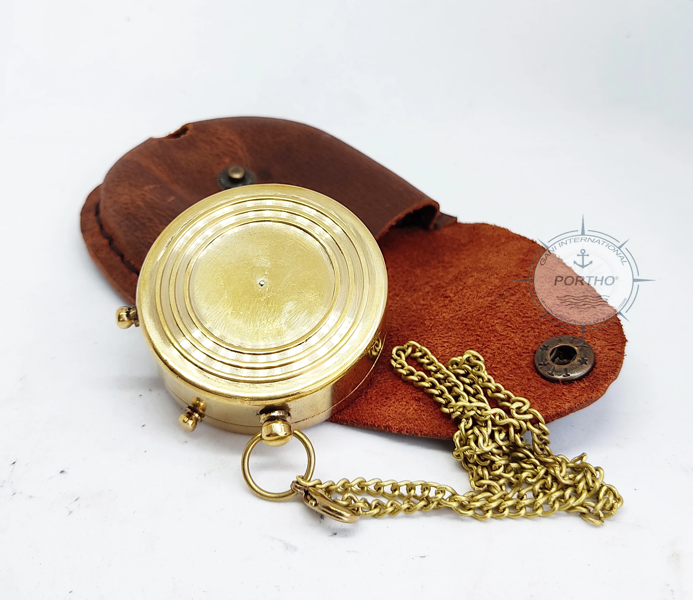 Nautical Brass Pocket Compass With Leather Case Anniversary Gift Engraved compass Camping