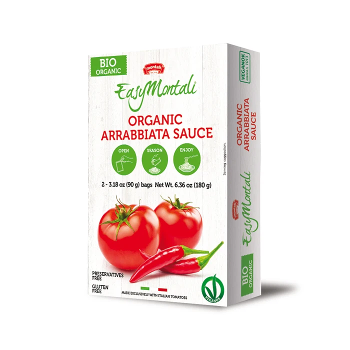 Top High Quality Bio Organic Vegan Hot Tomato Sauce Arrabbiata Made in Italy Pouch Packaging Red 100% Purity Tomato Paste 0.9 Kg