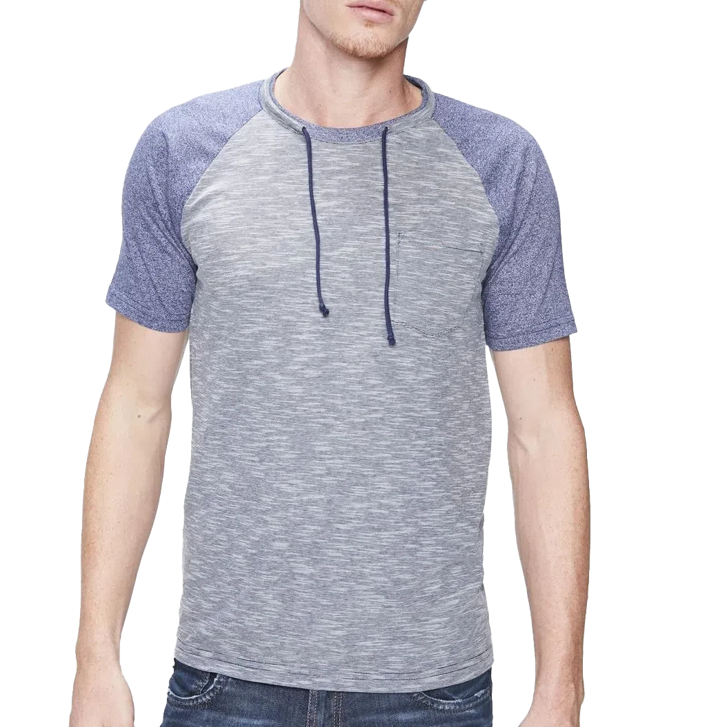 High Quality Slim fit custom logo solid color 2023 Casual style draw string soft clothes patch work Men T-shirt