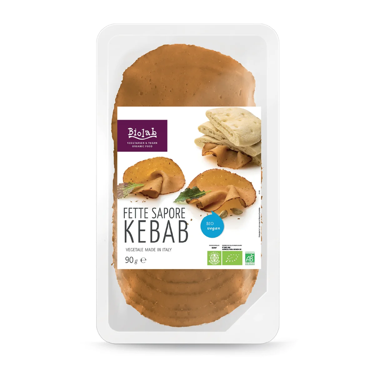 VEG-KEBAB, Biolab веганских материалов для кулинарно-деликатесной продукции ломтики, органические Сделано в Италии, 90 грамм