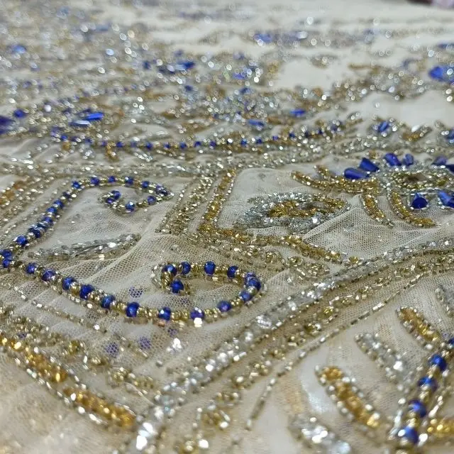Luxury Beaded Fabric Embroidery Beaded Wholesale Factory from Indian Manufacture