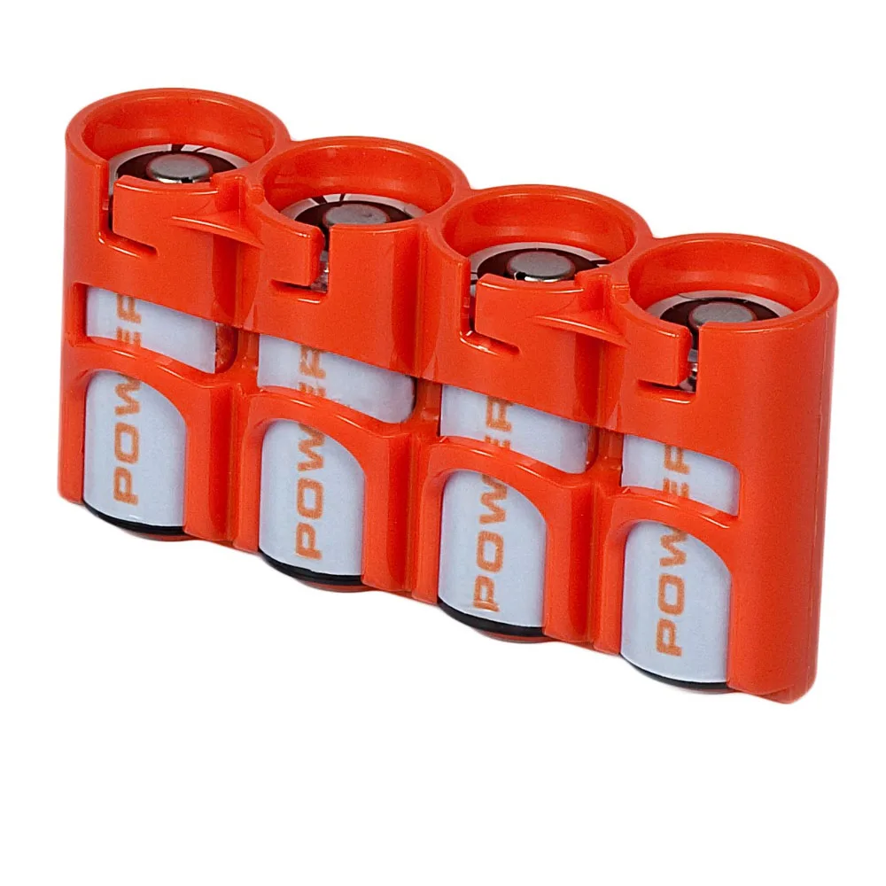 Storacell CR 123 SlimLine Battery Caddy Orange Holder Compact Easy Dispenses Batteries Caddy with One Hand Safety