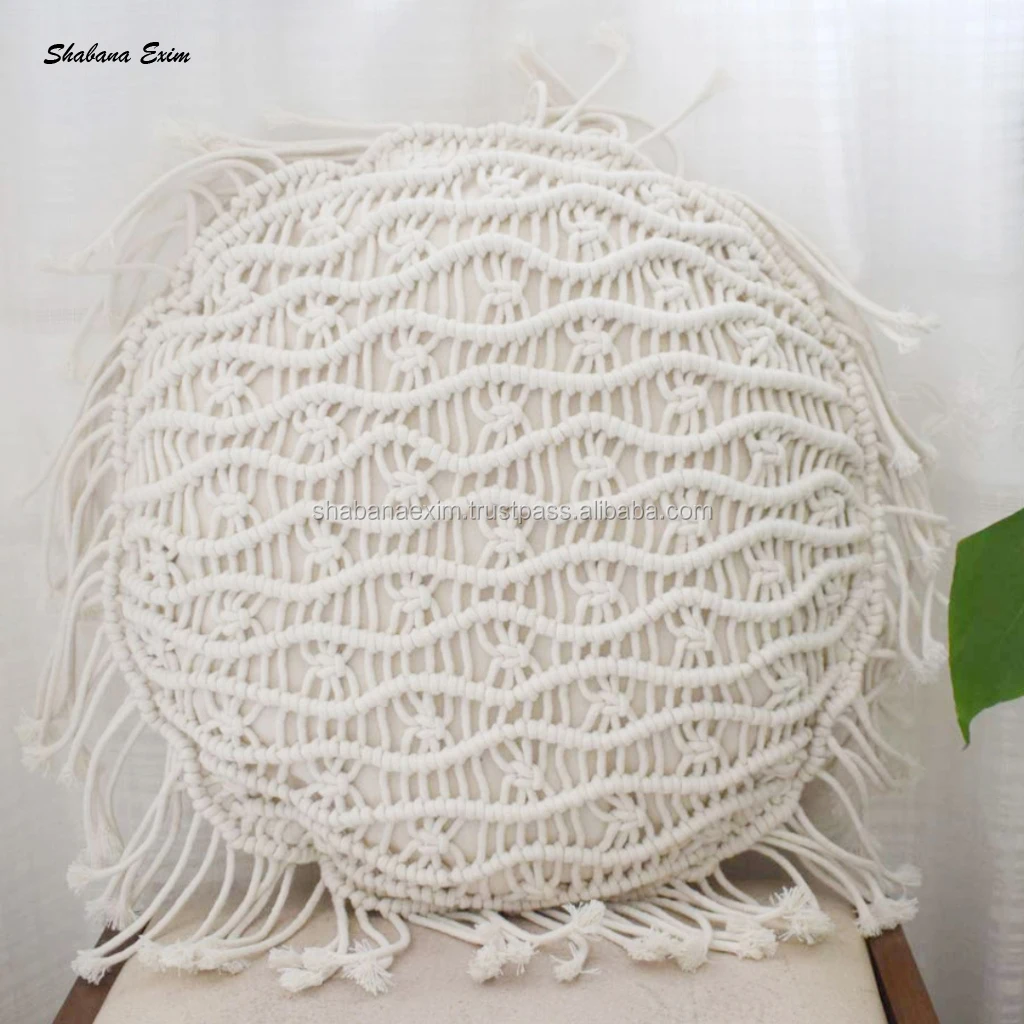 Cotton Macrame Pillow Cover Cushion Cover Home Textiles Decorative Crochet Boho Throw Pillow Case