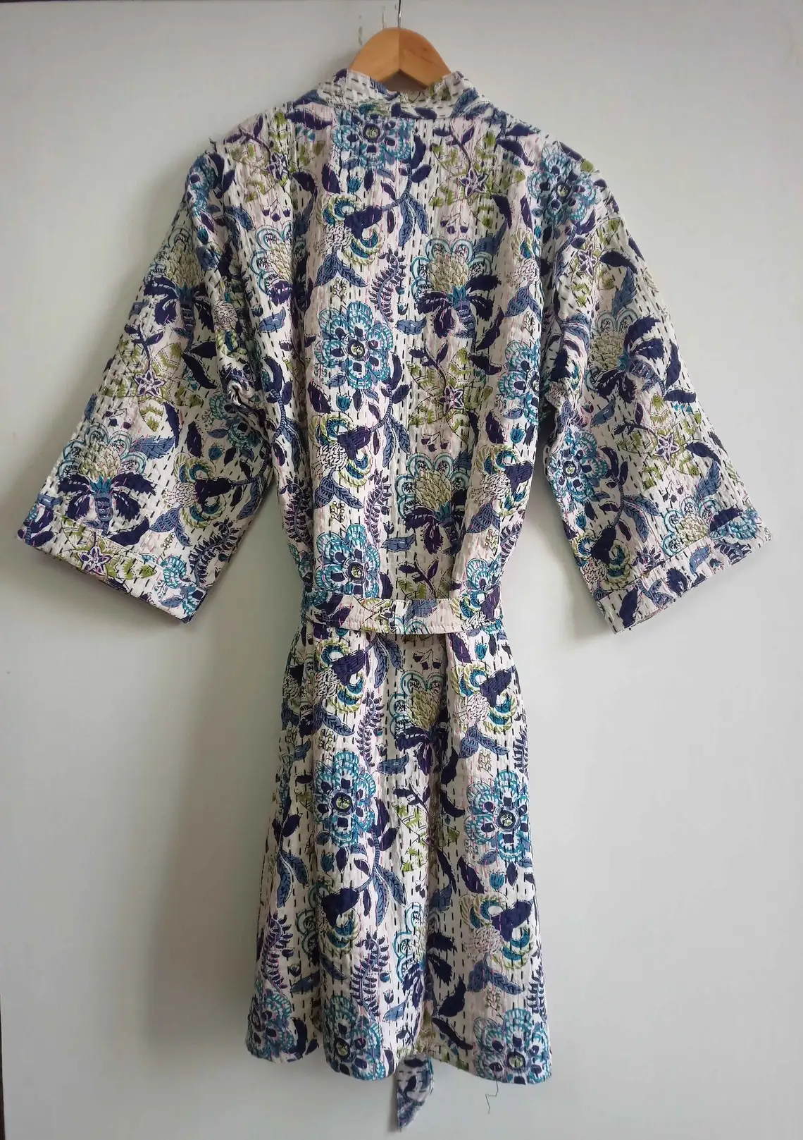 Manufacturer And Wholesale Indian Handmade Kantha Kimono Beach Dress Cotton Cardigan Beach Kimono Kaftan