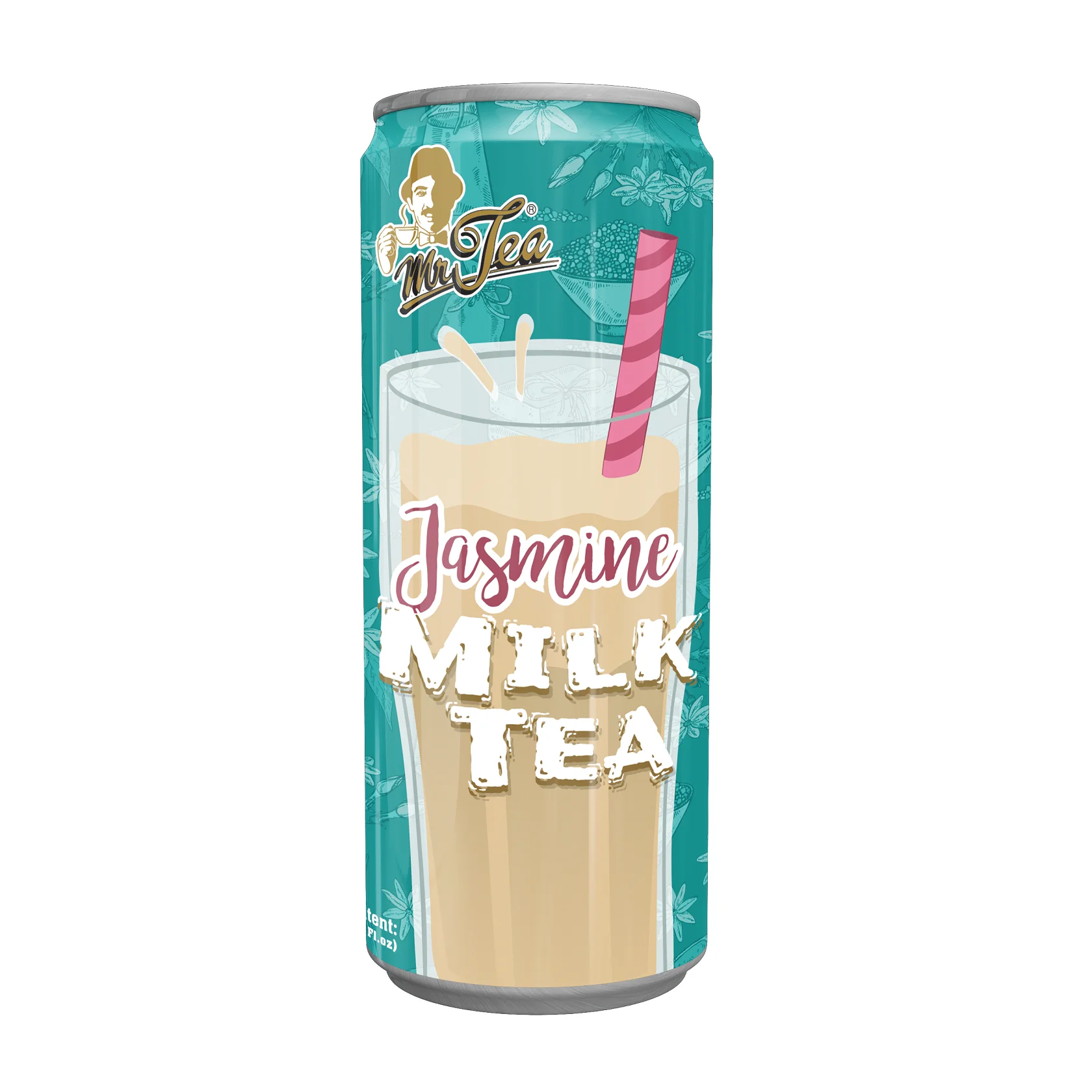 Flavor Ready To Drink Breakfast Tea Drinks Sugar Can (Tinned) Instant Flavor Drinks MR TEA Jasmine Milk Tea 240ml x 24c