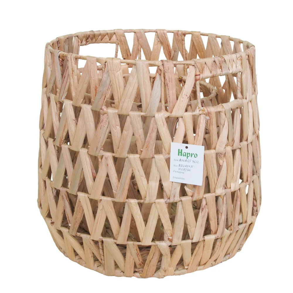ODM Handmade Eco-Friendly Water Hyacinth Storage Basket New Style Vintage Folding Lid Hand Woven